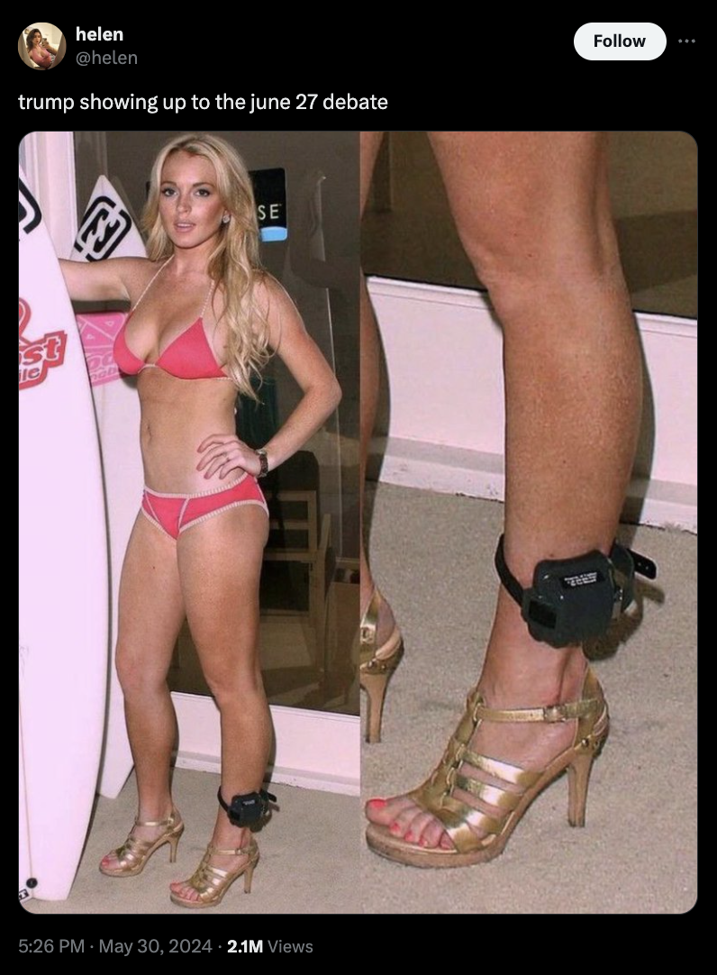 lindsay lohan ankle bag - helen trump showing up to the june 27 debate Se 21 2.1M Views Taly